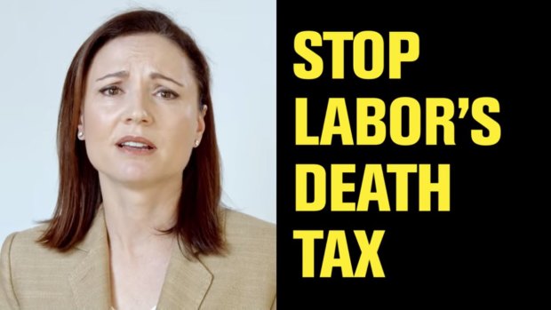 Clive Palmer's United Australia Party ad falsely claimed Labor would introduce a death tax in the recent state election. This ad features his wife, UAP deputy leader Anna Palmer.