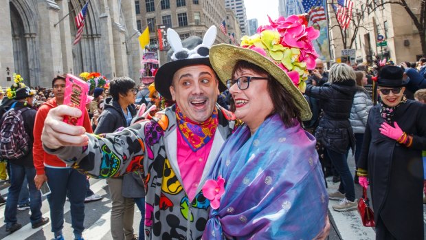 Revellers at the Easter parade on Fifth Avenue.