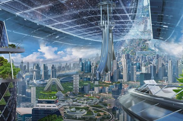 Weather like the best day in Maui: The kind of futuristic space station Jeff Bezos would like to see.