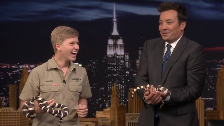 Robert Irwin with Jimmy Fallon.