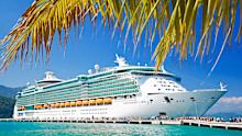 Labadee, Haiti - February 26, 2013: Royal Caribbean cruise ship Independence of the Seas docked at the private port of Labadee in the Caribbean Island of Haiti