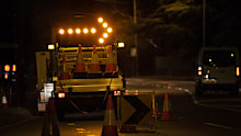 The man was working on the M2 near the Beecroft Road exit when he was hit by the ride on roller.