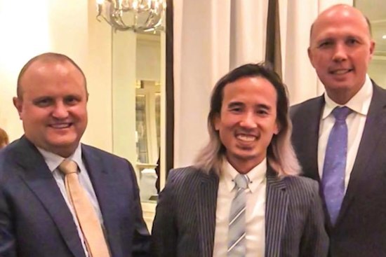 Liberal MP Jason Wood, Immigration agent Jack Ta and former Home Affairs Minister Peter Dutton.
