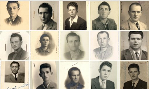 The portraits of 27 of the 29 Italian men who died on the Snowy Mountains Scheme.