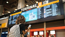 Airport departure board
