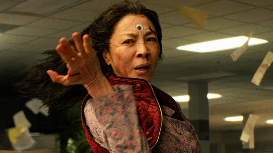 Michelle Yeoh stars as Evelyn Wang in Everything Everywhere All At Once.