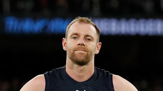 Sam Docherty drew a 50m penalty when he stepped across to fake a handball.