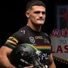 Penrith’s Nathan Cleary and Cronulla’s Sione Katoa ahead of their Las Vegas showdown.
