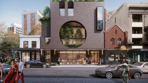 Renders of Crown and Goulburn, a new development at the junction of Darlinghurst and Surry Hills in Sydney. 