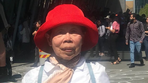 Protester Audrey Cooke, 73, said police were to blame for violence during the protest outside the International Mining and Resources Conference and Expo in Melbourne on Tuesday.