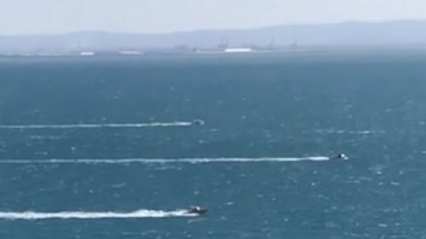Search vessels swept Moreton Bay in formation.
