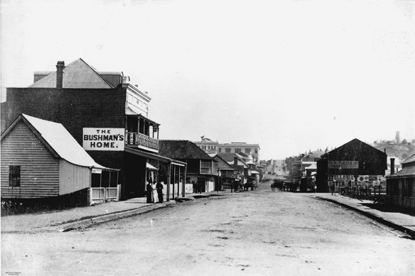 How it was: View of Albert Street in 1876 looking westwards towards Spring Hill.