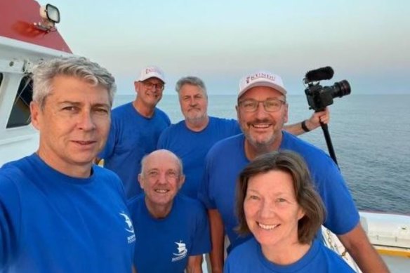 Left to right: Tim Brown, Max Uechtritz, at the back with Neale Maude, Roger Turner, John Mullen wearing a cap on the right and Andrea Williams.