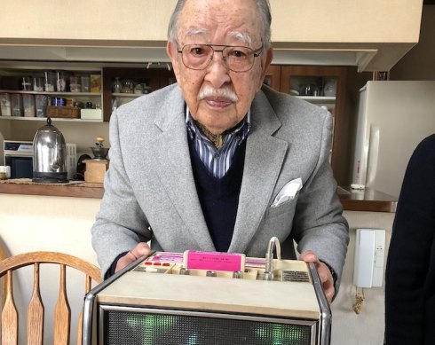 Shigeichi Negishi, inventor of karaoke, photographed in 2018.