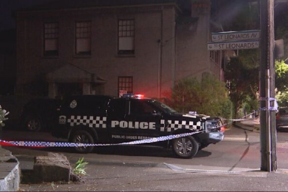 Police on the scene in St Kilda on Tuesday night.