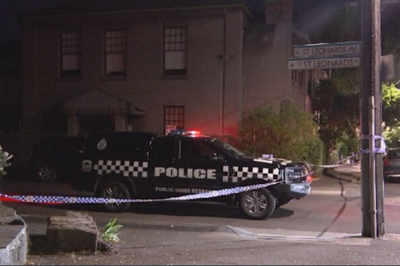 Police on the scene in Acland Street, where two males were relentlessly pursued. 