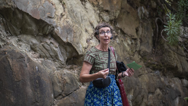 Historian Robyn Annear at Castlemaine's anticlinal fold.