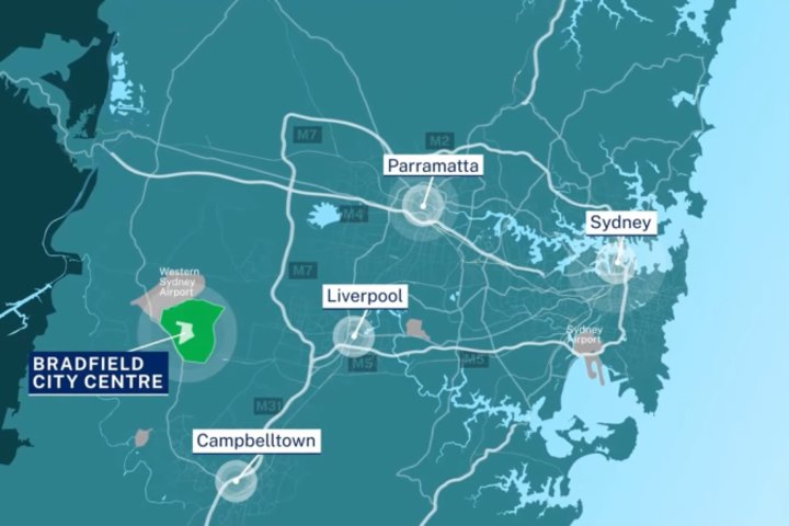 Bradfield City Centre will be located just south of Sydney’s second airport.