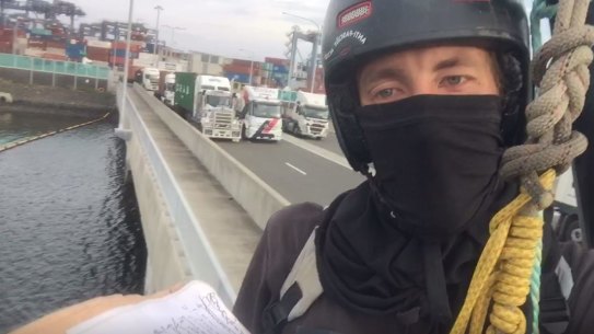 Protesters blockaded Port Botany again on Wednesday.