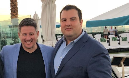 Nine chief executive Mike Sneesby and Adrian Foo (right) have been friends for many years.