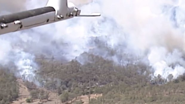 The Lefthand Branch bushfire began south-east of Toowoomba and was burning toward homes on Monday afternoon.