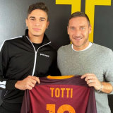 Cristian Volpato with Italy and Roma legend Francesco Totti, who is also his agent.