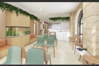A 3D render of the new general practice, the Haymarket Foundation General Practice, that will provide trauma informed care and specialist care to the homeless, Most of whom have chronic conditions, yet two thirds never see a GP.