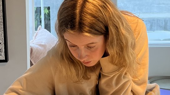 Mathilde did most of her Year 12 exam studying at the family’s kitchen bench.