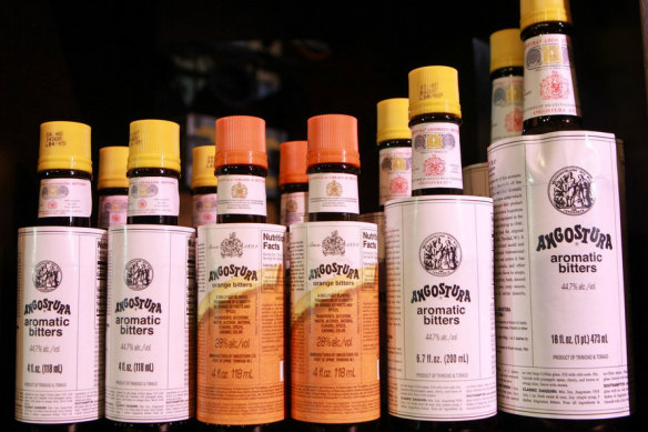 The oversized label of Angostura bitters.