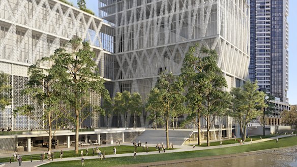 The refined design of the new Parramatta Powerhouse Museum showing the undercroft.