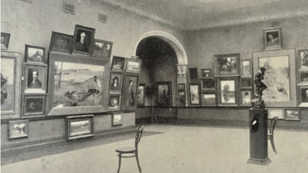 An early photo of the Victorian Artists Society gallery