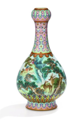 Imperial ‘Yangcai Crane and Deer Ruyi Vase’