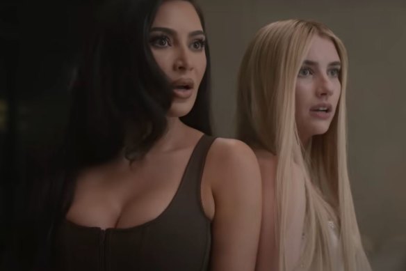 Kim Kardashian (left) holds her own beside stars like Emma Roberts (right) in American Horror Story: Delicate.