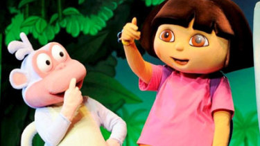 Dora the Explorer gives Queensland the thumbs up as she puts the sunshine state on her map.