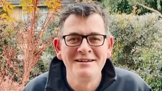 Dan Andrews “I want to share some good news with you.” Video grab from Dan Andrews/Facebook announcing his return to work after recovering from a back injury after a fall. Saturday 12th June 2021