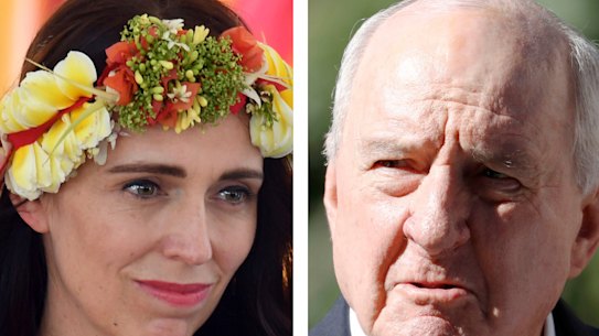 Alan Jones tells Scott Morrison to 'shove a sock down throat' of Jacinda Ardern. Photo: AAP