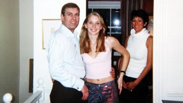 Prince Andrew pictured with Virginia Giuffre at the home of Ghislaine Maxwell (right) in London. 