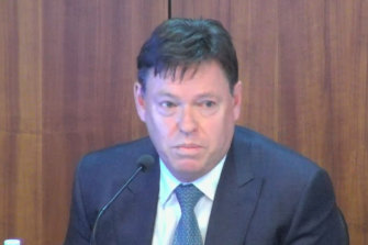 Crown Resorts CEO Steve McCann giving evidence to Victoria’s royal commission into the casino giant on July 6, 2021.