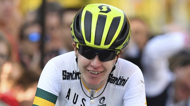 Amanda Spratt finishes second at the Road Cycling World Championships in Austria in September.
