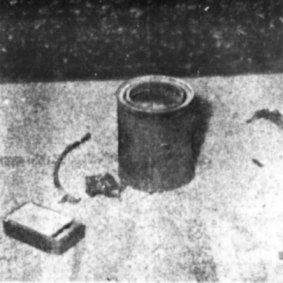 The canister, matches and fuse found by firemen.