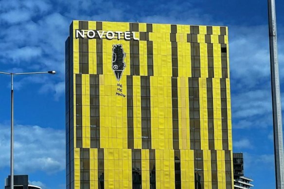 Pictured on the Novotel hotel in South Wharf on January 20.
