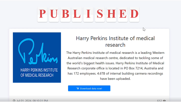 Hackers claim to have compromised a prominent Perth medical research facility.