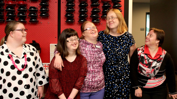 Dr Ellen Skladzien, second from right, of Down Syndrome Australia with members of the Down Syndrome Advisory Network in Sydney. 