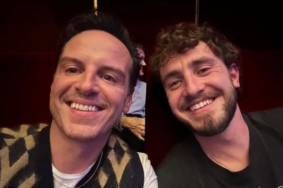 “The internet’s boyfriends, reunited.” Instagram photo of Andrew Scott and Paul Mescal, the stars of All of Us Strangers.