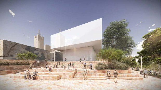 An image of the new design for Federation Square's Apple store.