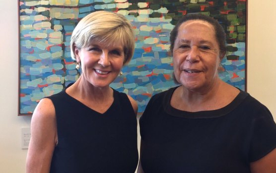 Outgoing secretary-general of the Pacific Islands Forum Meg Taylor with former foreign affairs minister Julie Bishop.