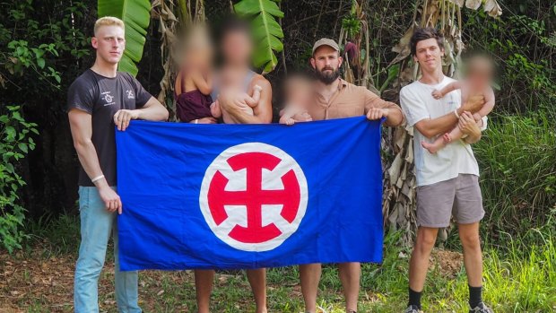 A photograph posted on social media shows leaders of EAM’s NSW and Qld chapters at a meeting at a remote homestead. Eltis is on the right.