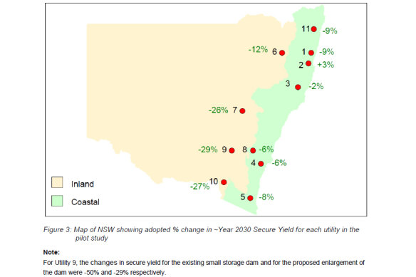 This map shows how dry the 2013 report expected NSW to be in 2030.