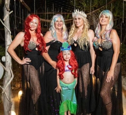 Family affair: Rebel Wilson (second from right) with her family. From left: Sister Liberty, mother Sue Bownds, sister Annarchi, and niece Liberty at front.