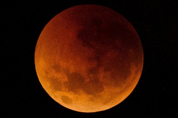 A blood moon seen from Melbourne in July 2018.
